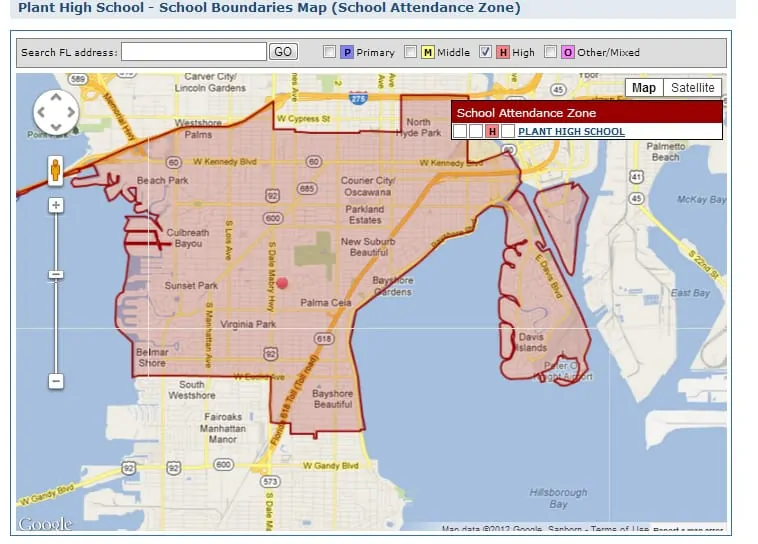 Plant High School Boundary Map